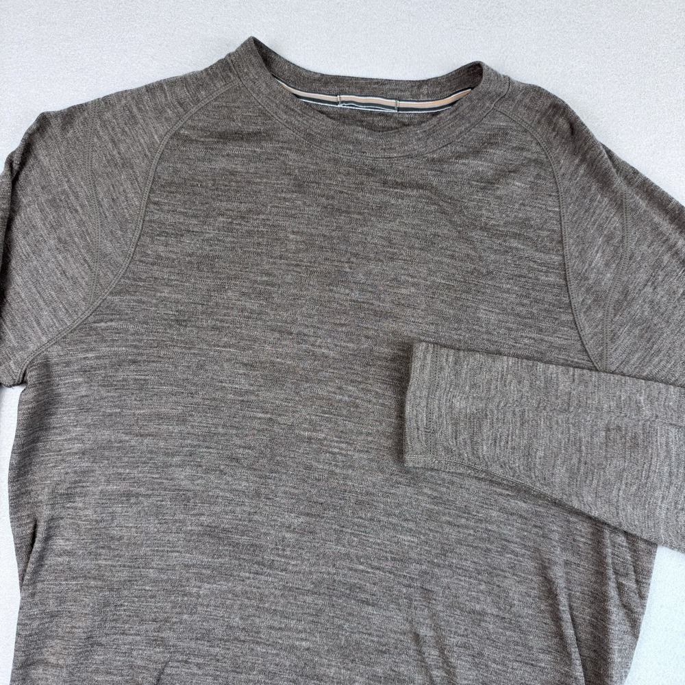 Smart Wool Merino Long Sleeve Shirt M Brown Pullover Stretch Base Layer Thermal